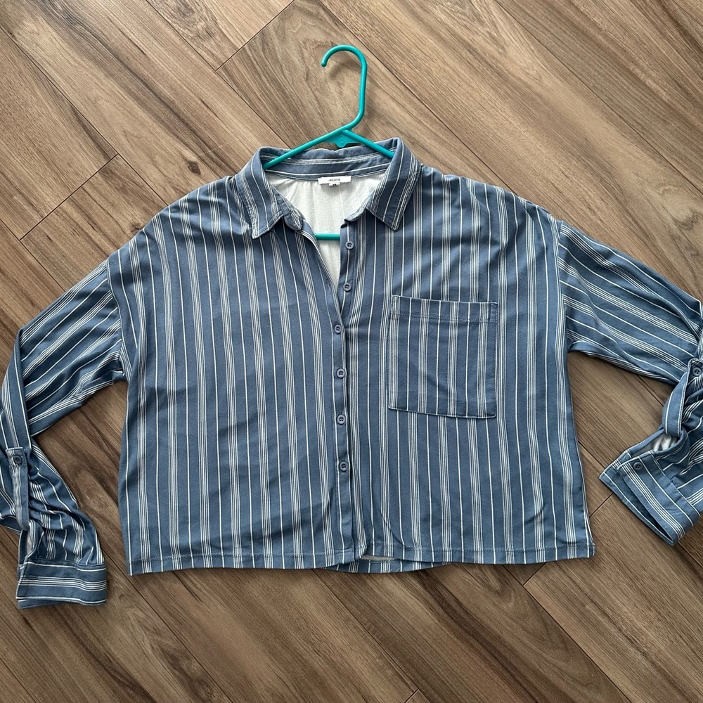 Ardene Blue Striped Button Down Shirt